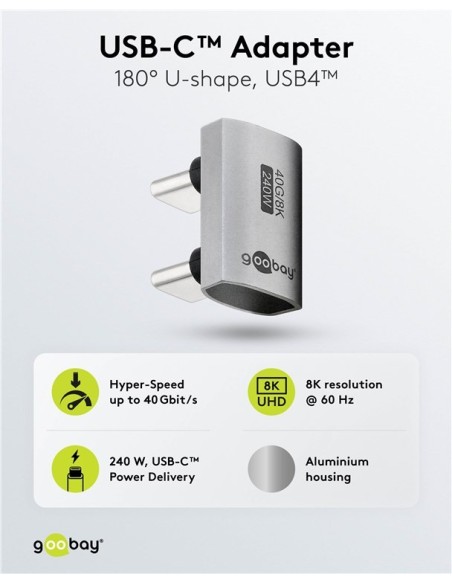 Adaptador USB-C paralelo 180º Macho/Macho
