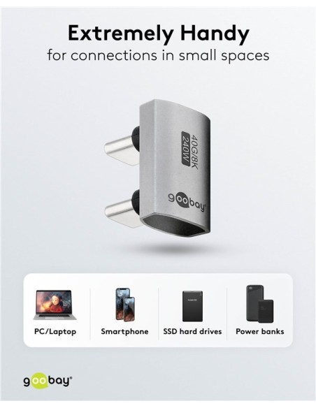 Adaptador USB-C paralelo 180º Macho/Macho