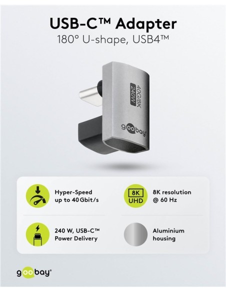 Adaptador USB-C paralelo 180º Macho/Hembra