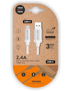 Cable USB-A a USB-C 1m 2.4A Blanco