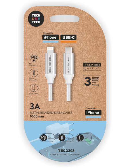Cable PD USB-C a LIGHTNING 1m 3A