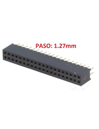 TIRA 2x20 PINS HEMBRA MINIATURA PASO 1.27mm