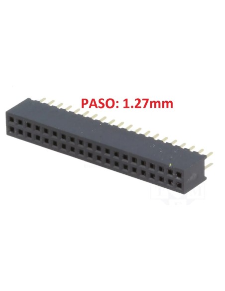 TIRA 2x20 PINS HEMBRA MINIATURA PASO 1.27mm