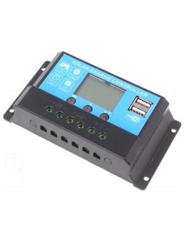 REGULADOR CARGA SOLAR 12V 24V 10A CON INDICADOR DE CARGA