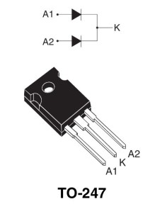 DOBLE DIODO RAPIDO 2X15A 600V TO-247AD KATODO COMUN 2