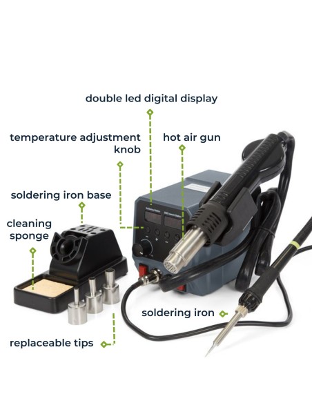 ESTACION AIRE CALIENTE & SOLDADOR PARA SMD  2 EN 1