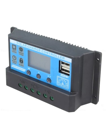 REGULADOR CARGA SOLAR 12V 24V 30A CON INDICADOR DE CARGA