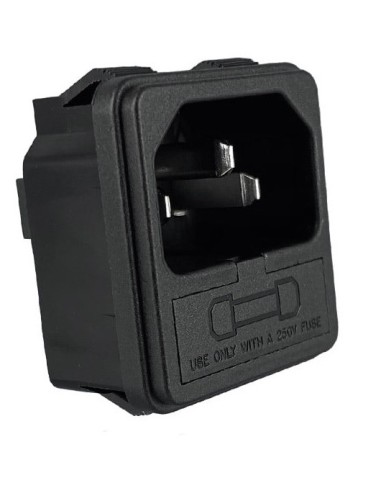 BASE MACHO C14 CON PORTAFUSIBLES FASTON DE 4.8mm