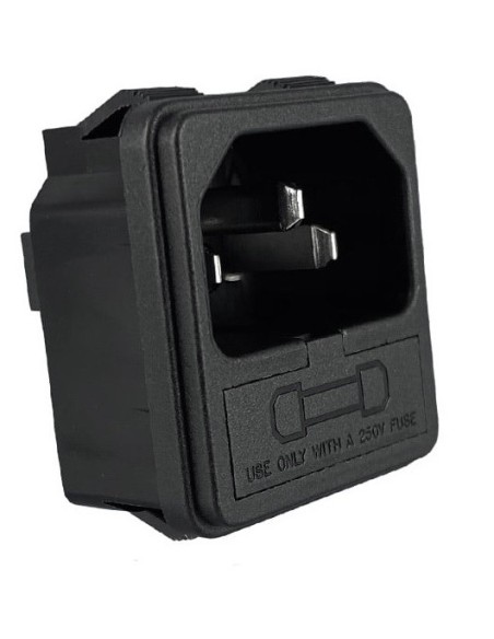 BASE MACHO C14 CON PORTAFUSIBLES FASTON DE 4.8mm