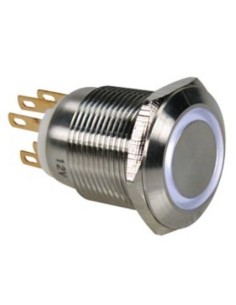 PULSADOR ANTIVANDALICO ACERO INOXIDABLE ANILLO BLANCO - 19 mm