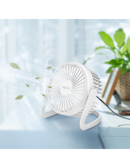 Ventilador de escritorio USB, 12,7 cm, 30 dB, blanco