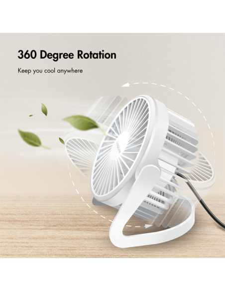 Ventilador de escritorio USB, 12,7 cm, 30 dB, blanco