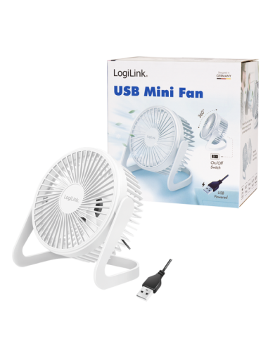 Ventilador de escritorio USB, 12,7 cm, 30 dB, blanco
