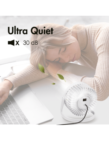 Ventilador de escritorio USB, 15,24 cm, 40 dB, blanco