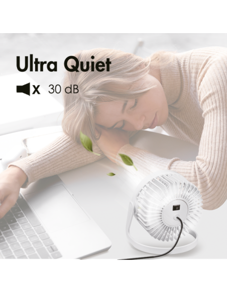 Ventilador de escritorio USB, 15,24 cm, 40 dB, blanco