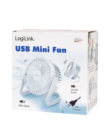 Ventilador de escritorio USB, 15,24 cm, 40 dB, blanco