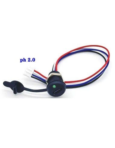 CONECTOR HEMBRA USB-C Ø M11 CARGA & DATOS CON LED PARA CHASIS