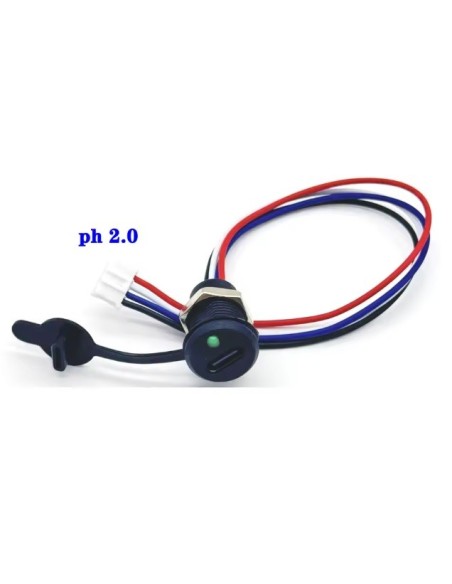 CONECTOR HEMBRA USB-C Ø M11 CARGA & DATOS CON LED PARA CHASIS