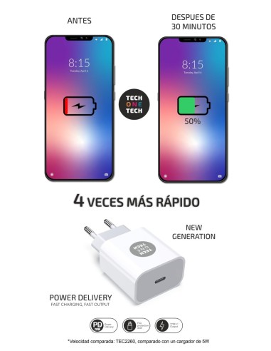 Cargador ultrarápido GaN 20W USB-C Blanco