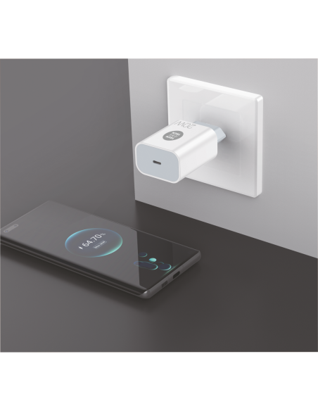 Cargador ultrarápido GaN 20W USB-C Blanco