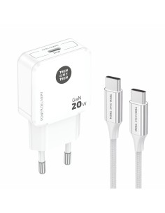 Cargador ultrarápido GaN 20W blanco con cable USB-C 2