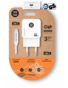 Cargador ultrarápido GaN 20W blanco con cable USB-C
