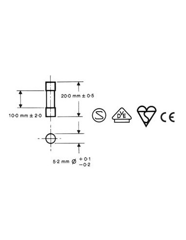 JUEGO DE FUSIBLES LENTOS - 100 uds. - 5 x 20 mm