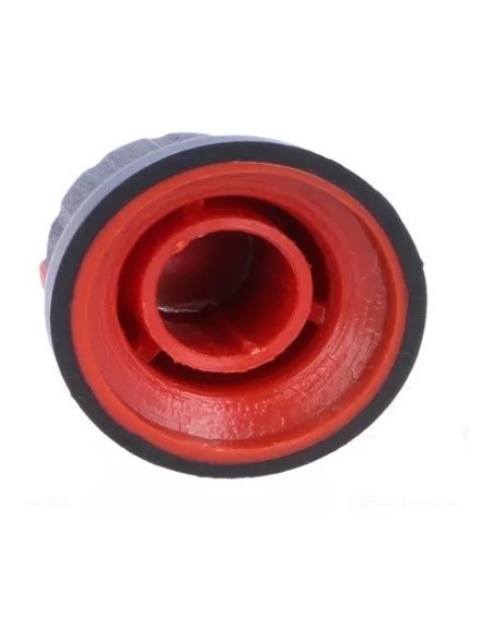 PERILLA NEGRA EJE Ø 6mm ABS Ø16x14mm CON INDICADOR ROJO