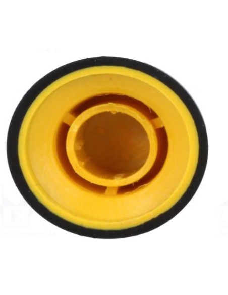 PERILLA NEGRA EJE Ø 6mm ABS Ø16x14mm CON INDICADOR AMARILLO