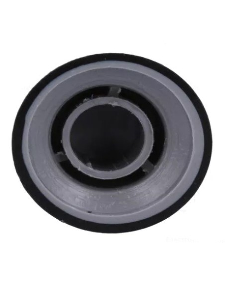 PERILLA NEGRA EJE Ø 6mm ABS Ø16x14mm CON INDICADOR GRIS