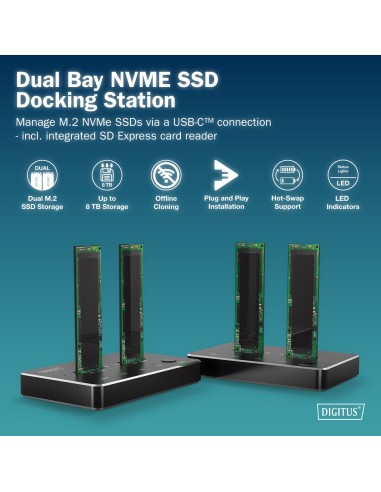 Estación de clonación de unidades SSD NVMe M.2 USB3.1 Gen2 Tipo-C