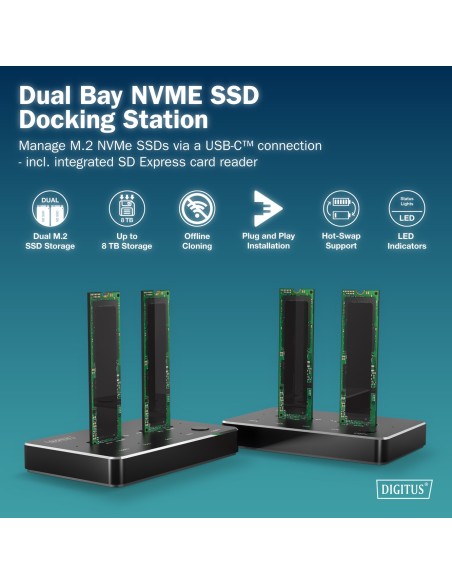 Estación de clonación de unidades SSD NVMe M.2 USB3.1 Gen2 Tipo-C