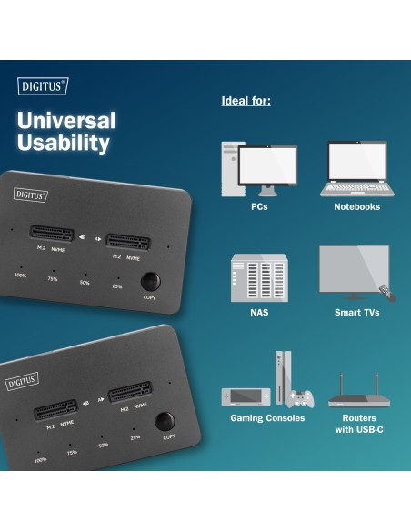 Estación de clonación de unidades SSD NVMe M.2 USB3.1 Gen2 Tipo-C