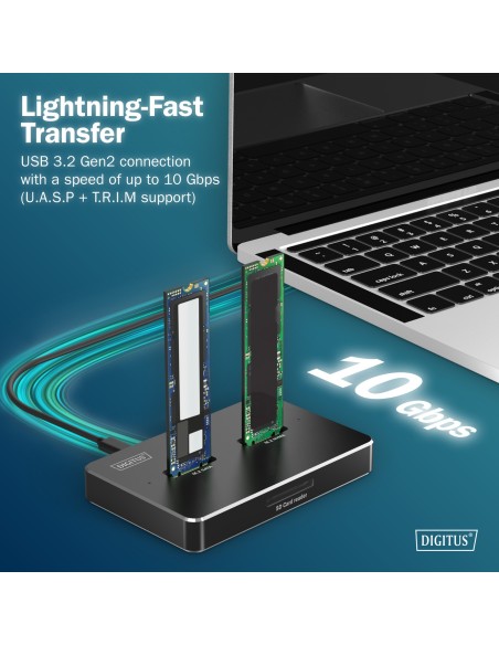 Estación de acoplamiento SSD M.2 NVMe + M.2 SATA con lector de tarjetas SD-Express, USB-C™