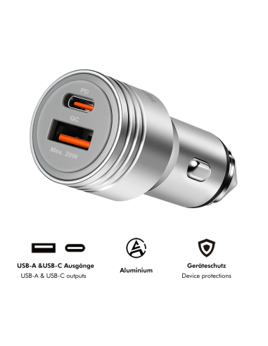 CARGADOR COCHE USB-A USB-C 20W
