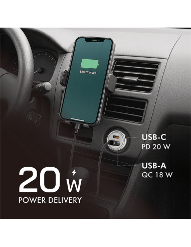 CARGADOR COCHE USB-A USB-C 20W