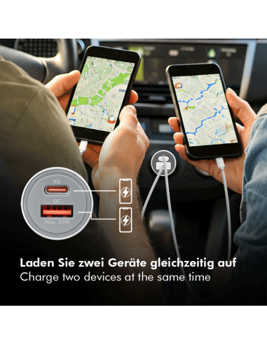 CARGADOR COCHE USB-A USB-C 20W