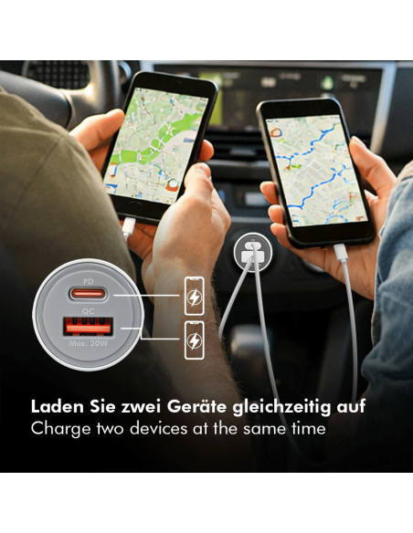 CARGADOR COCHE USB-A USB-C 20W