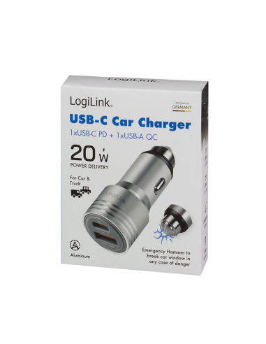 CARGADOR COCHE USB-A USB-C 20W