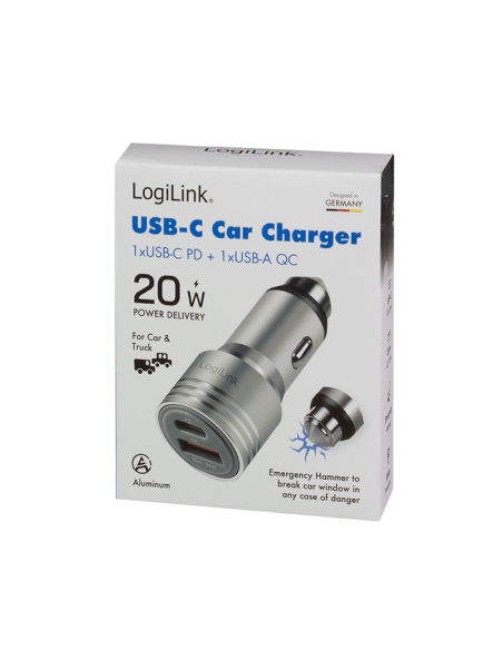 CARGADOR COCHE USB-A USB-C 20W