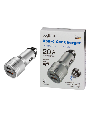 CARGADOR COCHE USB-A USB-C 20W