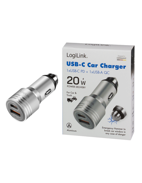 CARGADOR COCHE USB-A USB-C 20W