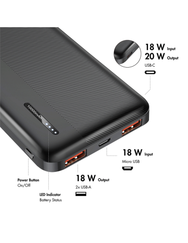 POWERBANK 10.000mAh 20W NEGRO