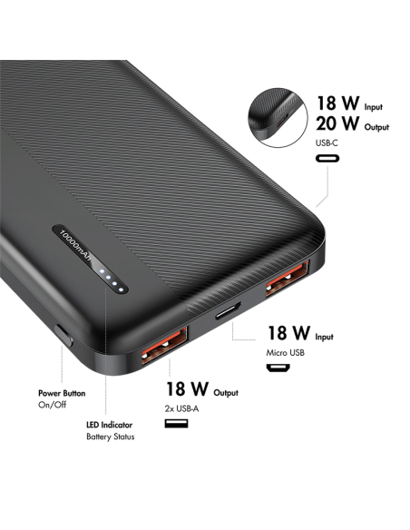 POWERBANK 10.000mAh 20W NEGRO