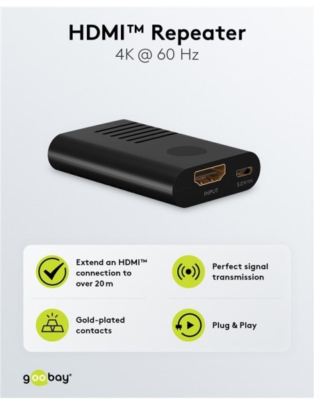 Repetidor HDMI 4K 60Hz con alimentación