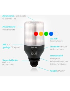 PILOTO L813 RGB 230V & BUZZER