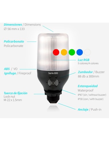 PILOTO L813 RGB 230V & BUZZER