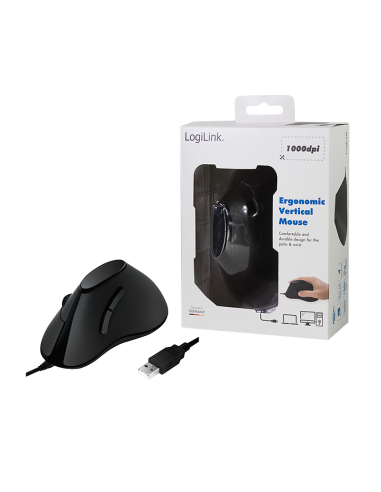 Ratón vertical USB negro