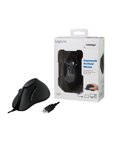 Ratón vertical USB negro