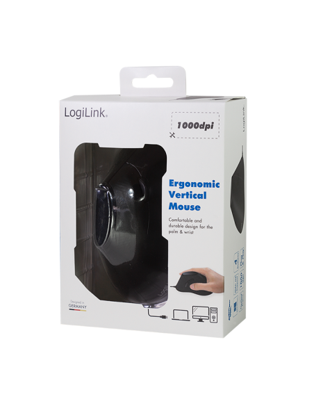 Ratón vertical USB negro